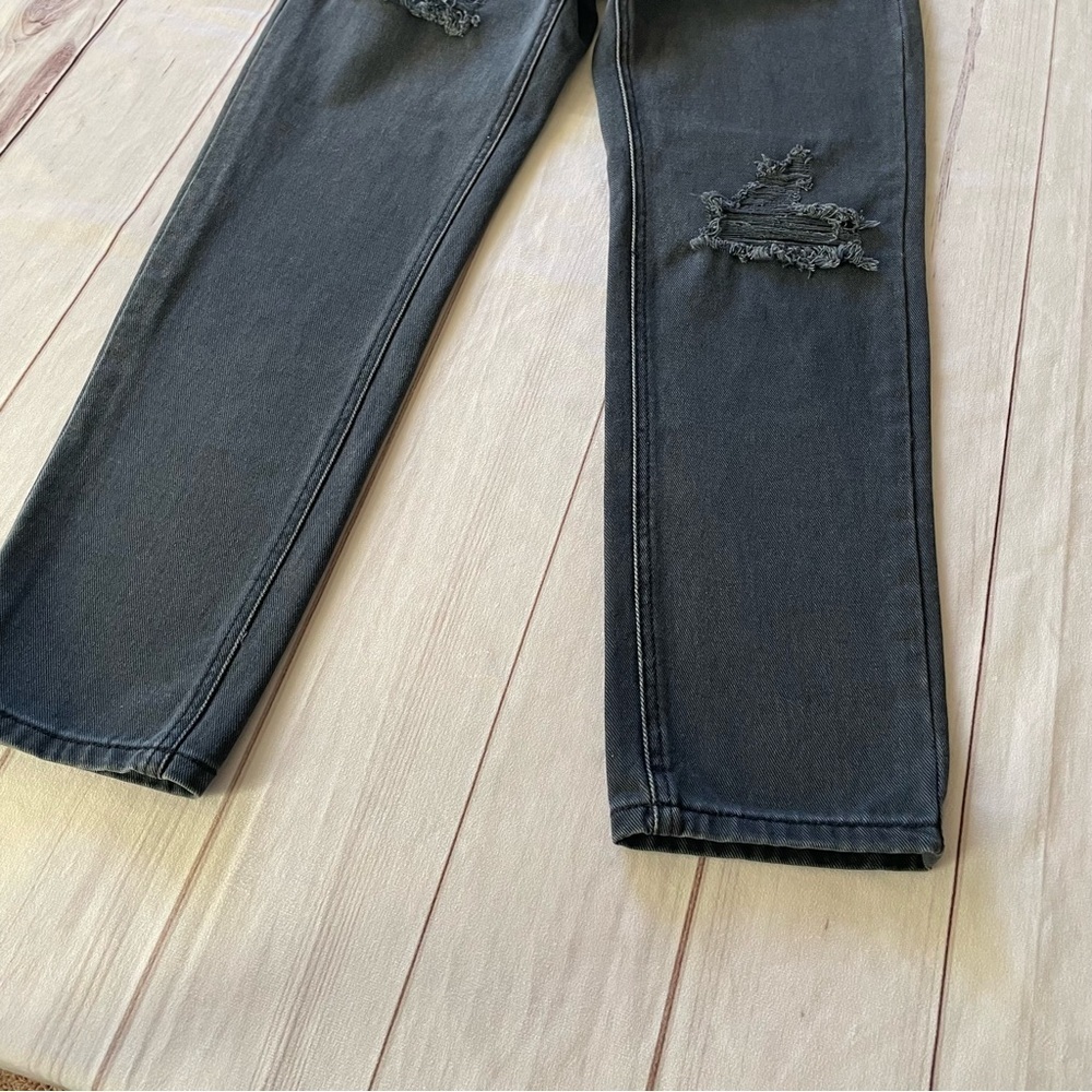 Denim Colab Boyfriend Jeans Women’s 8 Black Stonewashed Goth Grunge Distressed - Picture 3 of 16
